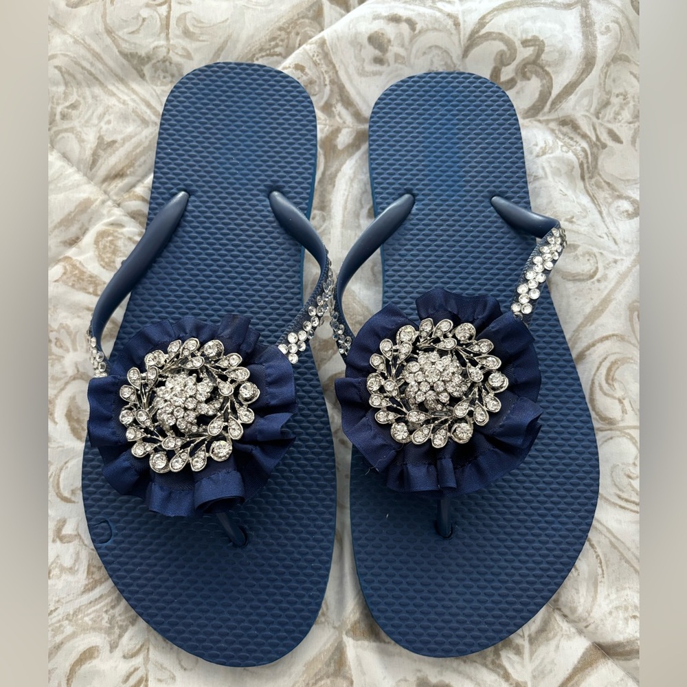Women’s bedazzled flip flops